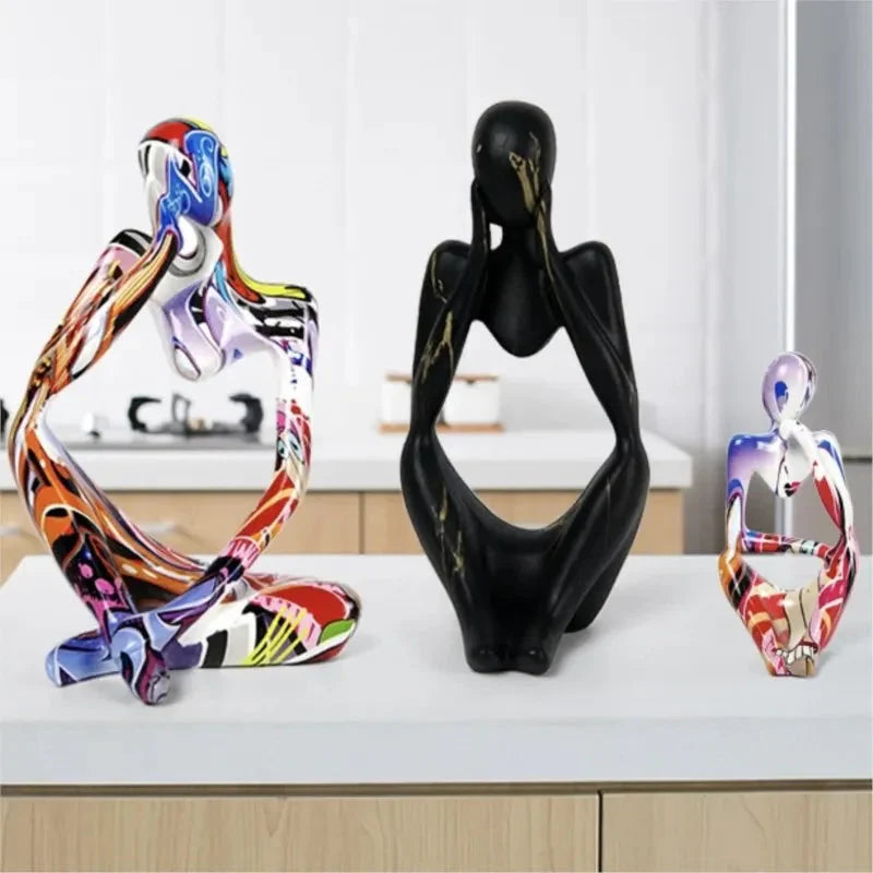 Vivolux | Bunte Graffiti Abstracte Harz Handgemachte Kunstwerke Skulptur Denker Figurine Statue Heimdekoration Innenraum Büro Schreibtisch Ornamente