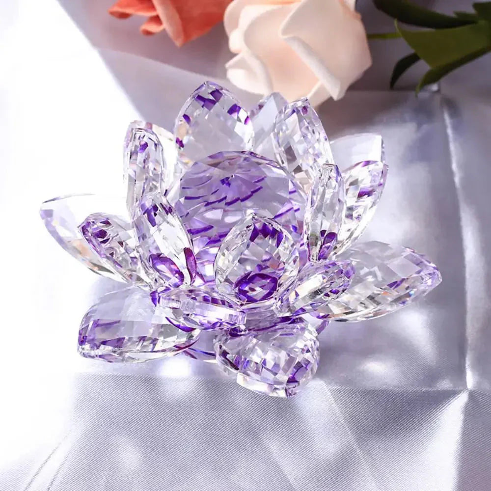 Vivolux | Kristall Lotusblume Figurine Zuhause Hochzeit Dekoration Glas Kunstsammlung Briefbeschwerer Büro Tisch Ornamente Souvenir Geschenke