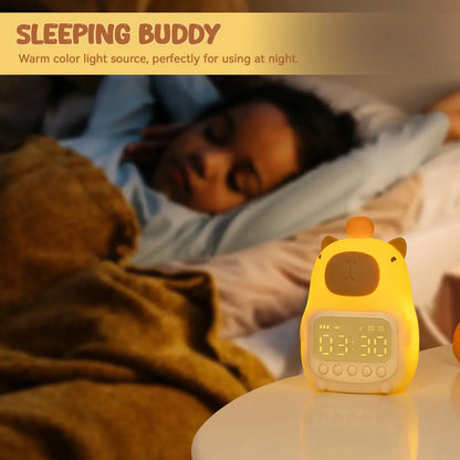 Vivolux | Capybara Uhr Lampe - Wiederaufladbare Digitaler Wecker mit Nachtlicht & Touch Snooze