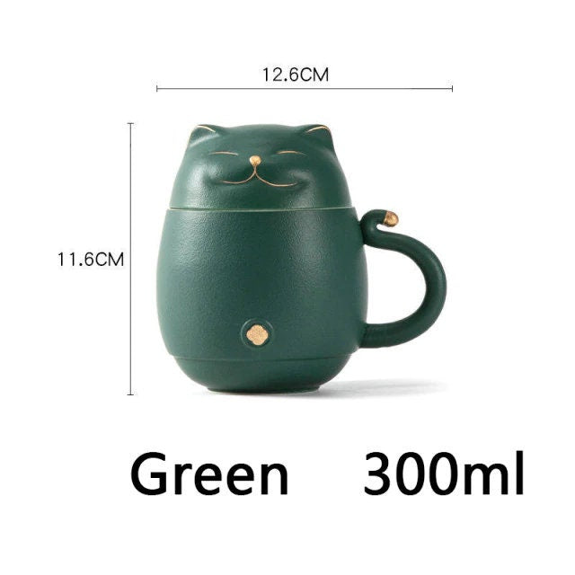 Vivolux | Süße Katzen-Teetasse aus Keramik mit Sieb