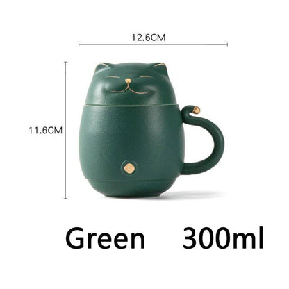 Vivolux | Süße Katzen-Teetasse aus Keramik mit Sieb