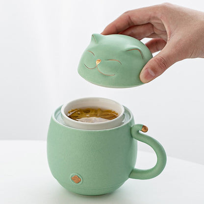 Vivolux | Süße Katzen-Teetasse aus Keramik mit Sieb