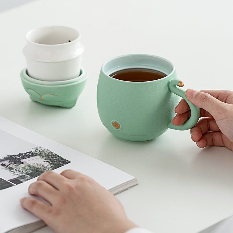 Vivolux | Süße Katzen-Teetasse aus Keramik mit Sieb
