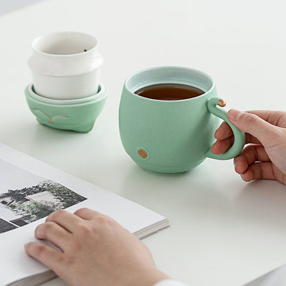 Vivolux | Süße Katzen-Teetasse aus Keramik mit Sieb