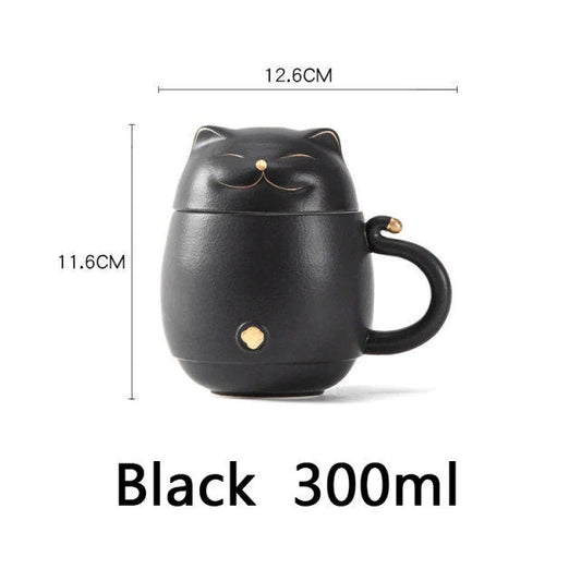 Vivolux | Süße Katzen-Teetasse aus Keramik mit Sieb