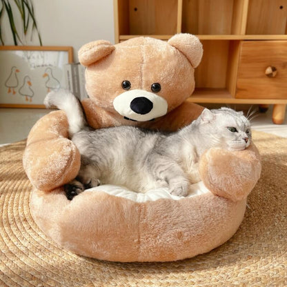 Vivolux | Süßes abnehmbares Kuschelbär-Katzenbett