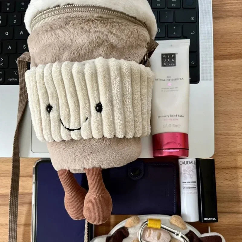 Vivolux | Niedlicher glücklicher Kaffeetassenhalter Plüschbeutel