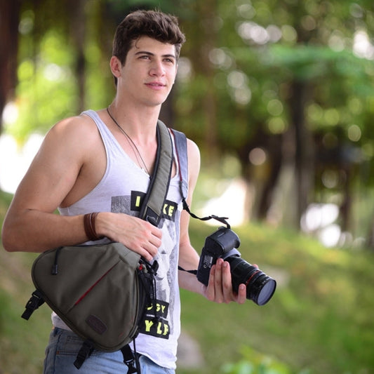 Vivolux | CADEN Dreieckige Tscope Sling Schulter Kreuz Digitalkamera Taschen Etui Soft Bag mit Regenschutz für Canon Nikon Sony K1, Größe: 36*31*15cm (Armeegrün)