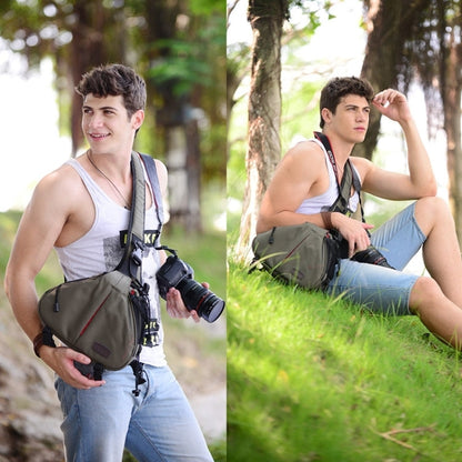 Vivolux | CADEN Dreieckige Tscope Sling Schulter Kreuz Digitalkamera Taschen Etui Soft Bag mit Regenschutz für Canon Nikon Sony K1, Größe: 36*31*15cm (Armeegrün)