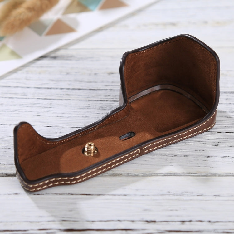 Vivolux | 1/4 inch Draad PU Lederen Camera Halve Case Basis voor Sony Alpha 6100 / A6100 (Koffie)