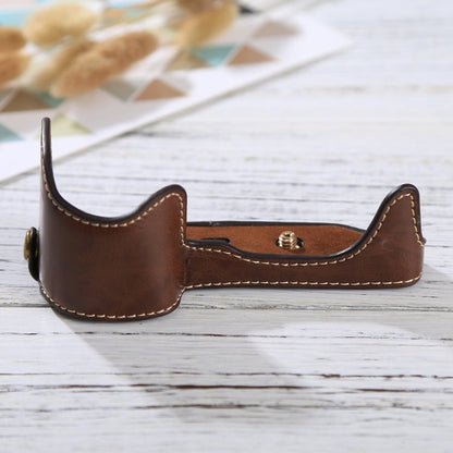 Vivolux | 1/4 inch Draad PU Lederen Camera Halve Case Basis voor Sony Alpha 6100 / A6100 (Koffie)