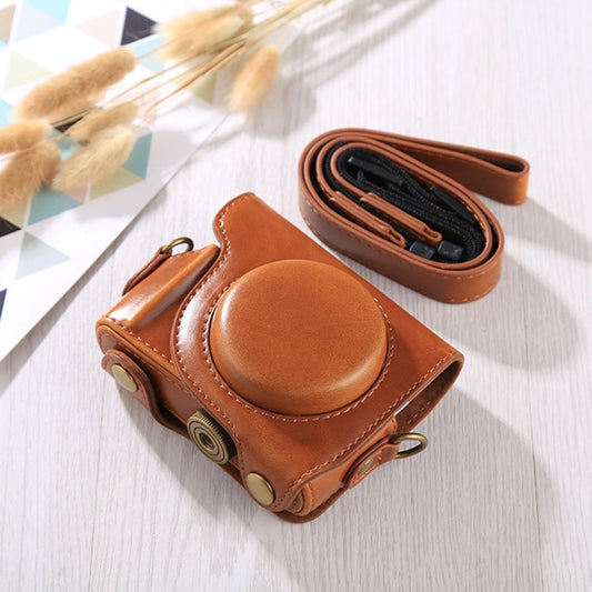 Vivolux | Vollkörpertasche aus PU-Leder mit Trageriemen für Canon G9X / G9X II (Braun)