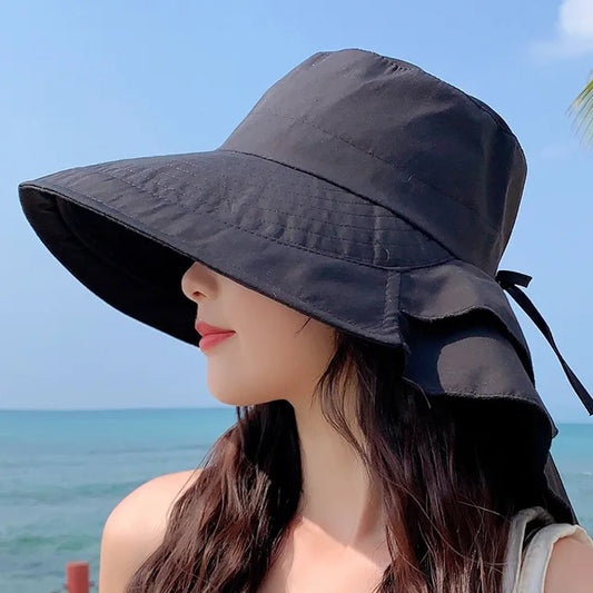 Vivolux | SUNNY | Damen Sonnenhut für die Sonne | Breite Krempe UV Nackenschutz | Solar Strandhut Frau