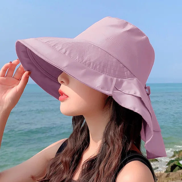 Vivolux | SUNNY | Damen Sonnenhut für die Sonne | Breite Krempe UV Nackenschutz | Solar Strandhut Frau