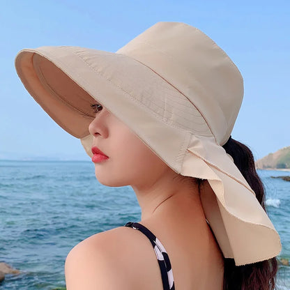 Vivolux | SUNNY | Damen Sonnenhut für die Sonne | Breite Krempe UV Nackenschutz | Solar Strandhut Frau