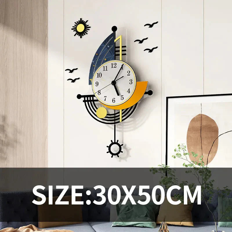 Vivolux | Dekorative Wanduhr Navigation Segelboot Kreatives Design Uhr Innenuhr Dekoration Wohnzimmer Hintergrund Wanddeko