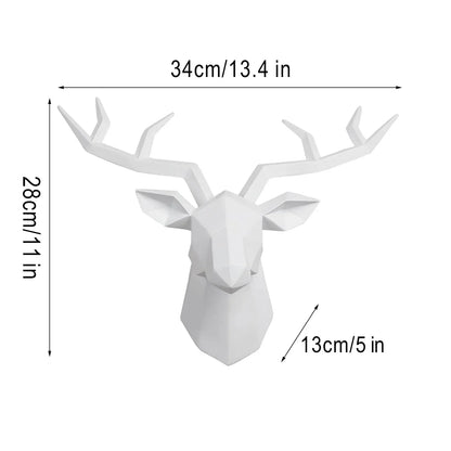 Vivolux | Hirschkopf Skulptur Tier Statue Figuren Wandbehang Kreatives Elch Kunst Geweih Statuette für Bürodeko Wandmontage