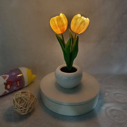 Vivolux | Moderne kreative Simulation Tulpe Pfingstrose LED Nachtlicht Tischlampe