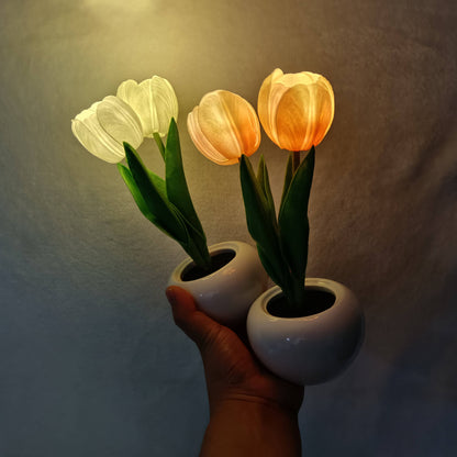 Vivolux | Moderne kreative Simulation Tulpe Pfingstrose LED Nachtlicht Tischlampe