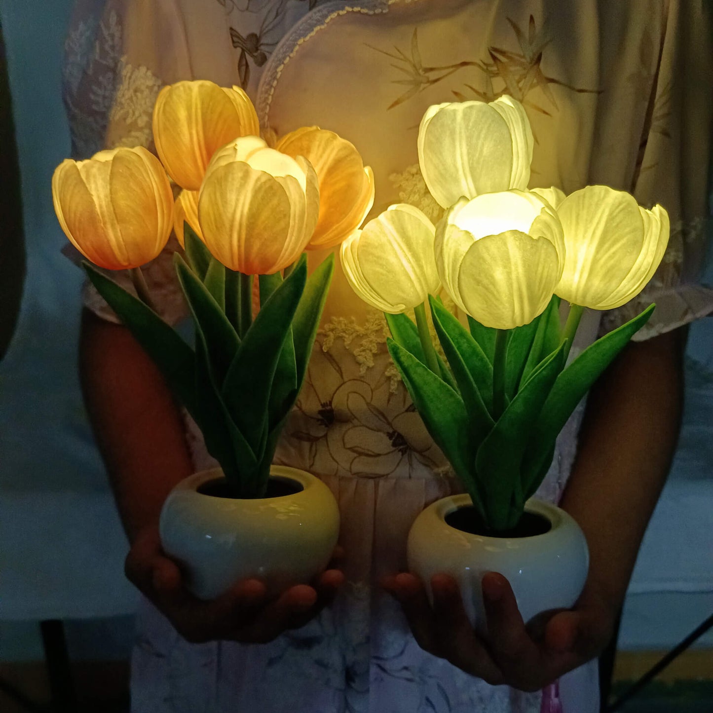 Vivolux | Moderne kreative Simulation Tulpe Pfingstrose LED Nachtlicht Tischlampe