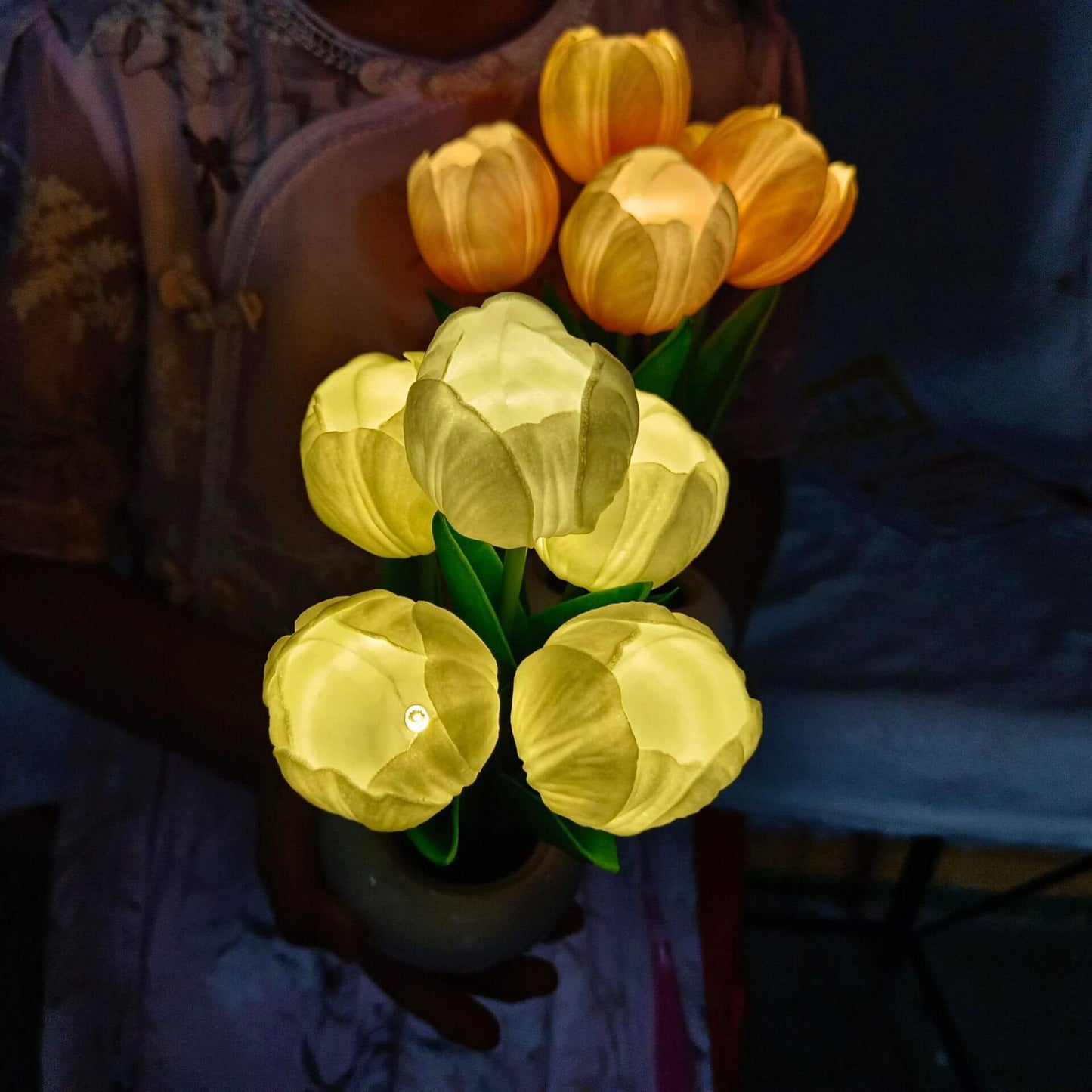 Vivolux | Moderne kreative Simulation Tulpe Pfingstrose LED Nachtlicht Tischlampe