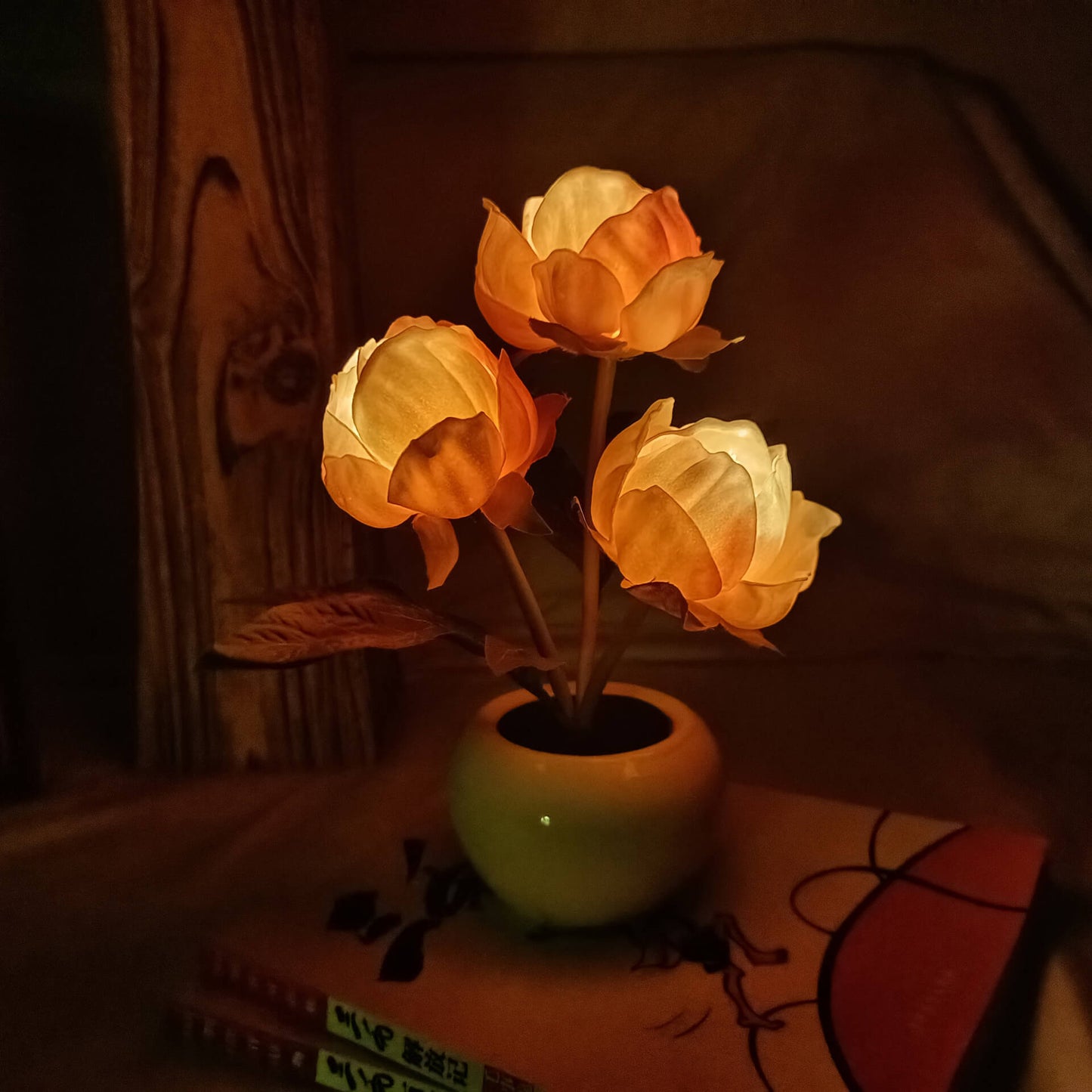 Vivolux | Moderne kreative Simulation Tulpe Pfingstrose LED Nachtlicht Tischlampe