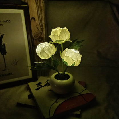 Vivolux | Moderne kreative Simulation Tulpe Pfingstrose LED Nachtlicht Tischlampe