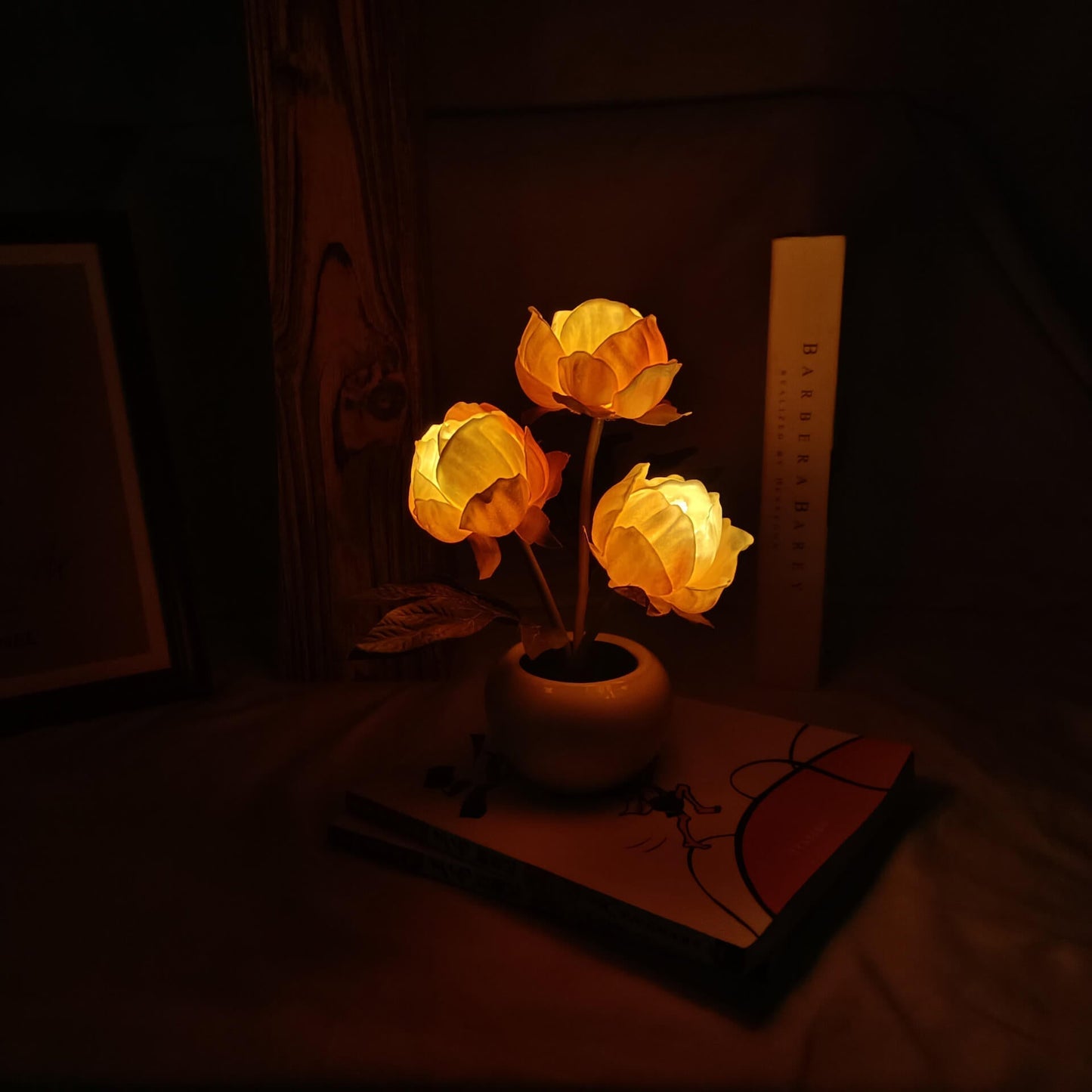 Vivolux | Moderne kreative Simulation Tulpe Pfingstrose LED Nachtlicht Tischlampe
