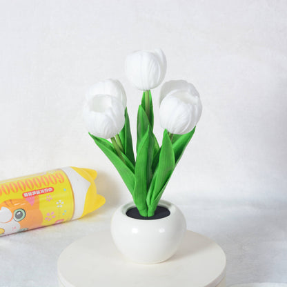 Vivolux | Moderne kreative Simulation Tulpe Pfingstrose LED Nachtlicht Tischlampe