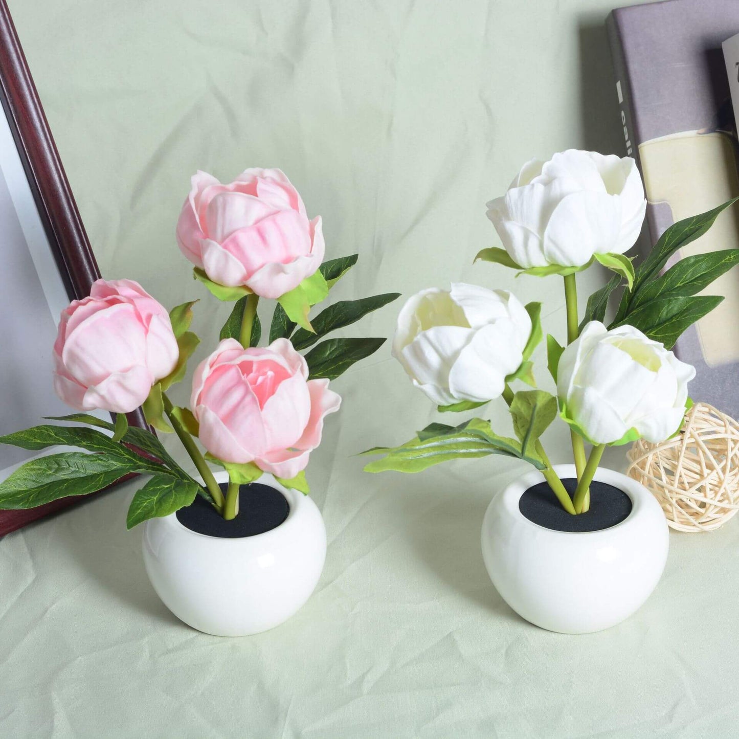 Vivolux | Moderne kreative Simulation Tulpe Pfingstrose LED Nachtlicht Tischlampe