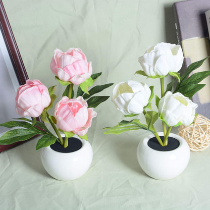 Vivolux | Moderne kreative Simulation Tulpe Pfingstrose LED Nachtlicht Tischlampe