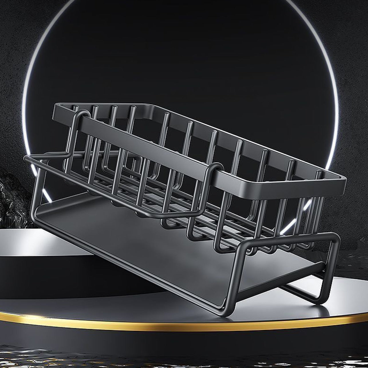 Rostfreier Edelstahl Spülen Organizer Regal - Küchen-Schwamm, Seife, Geschirrtuch Halter Regal Korb