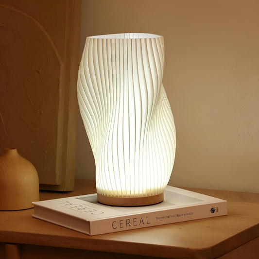 Vivolux | DreamWave - Moderne cremefarbene 3D-Wellenlampe mit elegantem Metallsockel