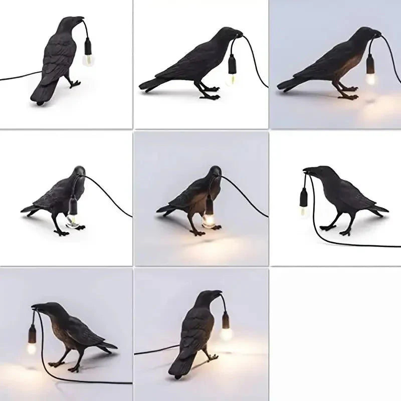 Vivolux | E14-Birne mit Stecker Gotische Rabenlampe Vintage Harz Vogel Lampe für Nachttisch, Büro, Wohnzimmer Bauernhaus Art Deco Stil