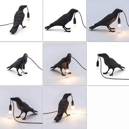 Vivolux | E14-Birne mit Stecker Gotische Rabenlampe Vintage Harz Vogel Lampe für Nachttisch, Büro, Wohnzimmer Bauernhaus Art Deco Stil