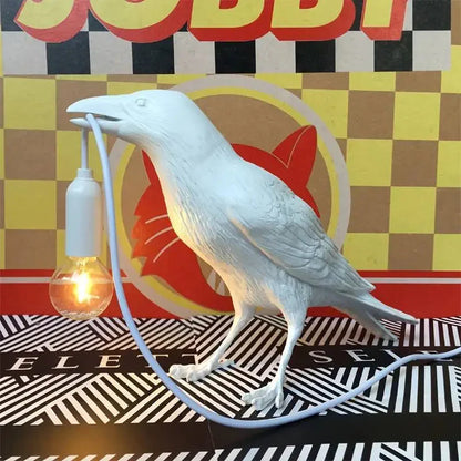 Vivolux | E14-Birne mit Stecker Gotische Rabenlampe Vintage Harz Vogel Lampe für Nachttisch, Büro, Wohnzimmer Bauernhaus Art Deco Stil