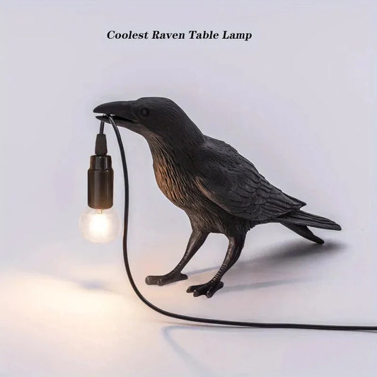 Vivolux | E14-Birne mit Stecker Gotische Rabenlampe Vintage Harz Vogel Lampe für Nachttisch, Büro, Wohnzimmer Bauernhaus Art Deco Stil