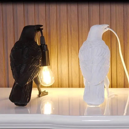 Vivolux | E14-Birne mit Stecker Gotische Rabenlampe Vintage Harz Vogel Lampe für Nachttisch, Büro, Wohnzimmer Bauernhaus Art Deco Stil
