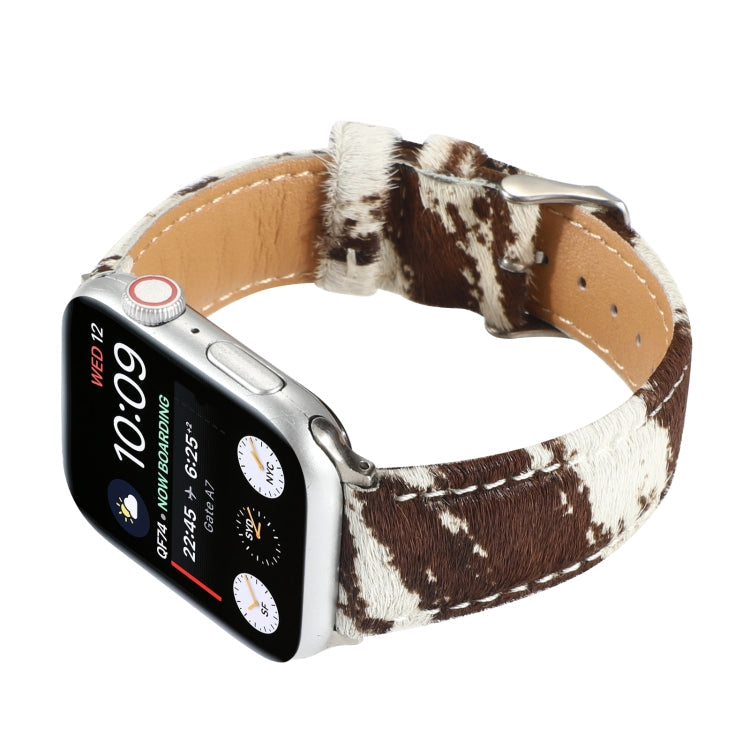 Vivolux | Frerndorf | Pferdehaar Flauschiges Leopardenmuster Leder Uhrband für Apple Watch Series 9&8&7 41mm / SE 3&SE 2&6&SE&5&4 40mm / 3&2&1 38mm(1)