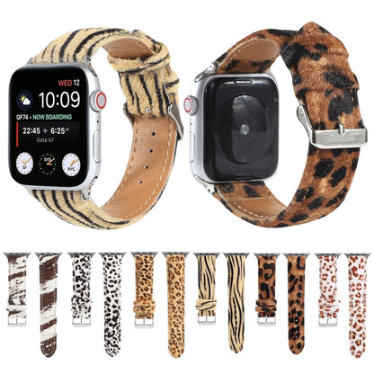 Vivolux | Frerndorf | Pferdehaar Flauschiges Leopardenmuster Leder Uhrband für Apple Watch Series 9&8&7 41mm / SE 3&SE 2&6&SE&5&4 40mm / 3&2&1 38mm(1)
