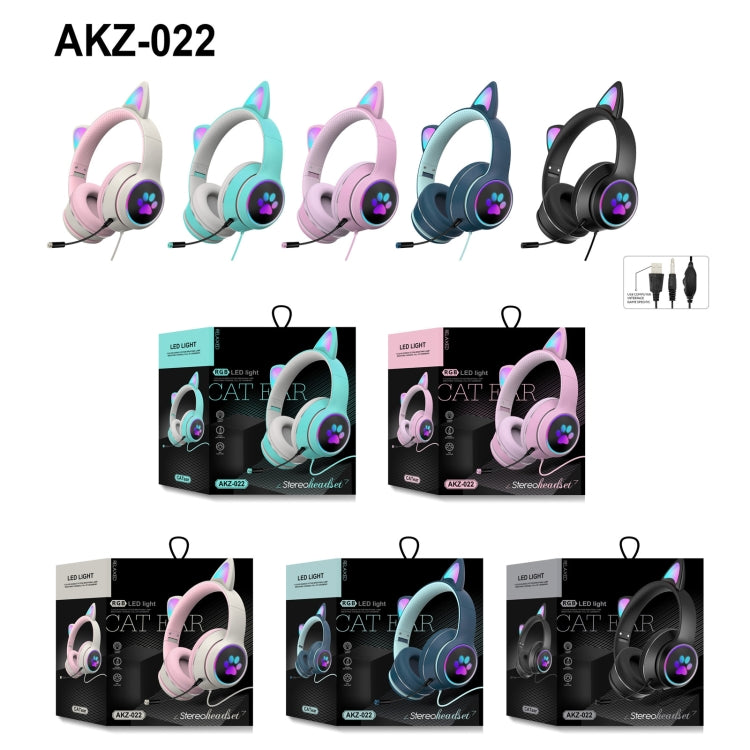 Vivolux | AKZ-022 USB + 3.5mm Port Katzenohr Design Faltbares LED Headset mit Mikrofon (Schwarz)