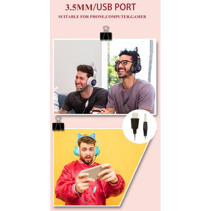 Vivolux | AKZ-022 USB + 3.5mm Port Katzenohr Design Faltbares LED Headset mit Mikrofon (Schwarz)