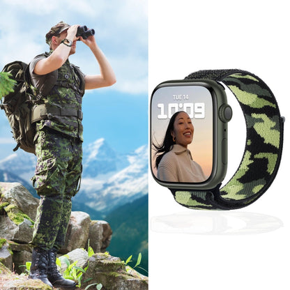 Vivolux | Frerndorf | Nylon Loop-Uhrenarmband für Apple Watch Ultra 49mm & Watch Ultra 2 49mm / Series 9 & 8 & 7 45mm / SE 3 & SE 2 & 6 & SE & 5 & 4 44mm / 3 & 2 & 1 42mm (Armeegrün Camouflage)