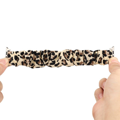 Vivolux | Für Apple Watch Series 9&8&7 41mm / SE 3&SE 2&6&SE&5&4 40mm / 3&2&1 38mm Stoff + Edelstahl-Haar-Ring-Uhrenband (Leopardenmuster)