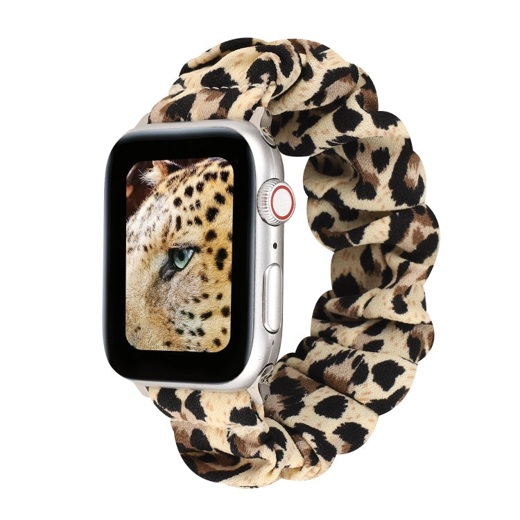 Vivolux | Für Apple Watch Series 9&8&7 41mm / SE 3&SE 2&6&SE&5&4 40mm / 3&2&1 38mm Stoff + Edelstahl-Haar-Ring-Uhrenband (Leopardenmuster)