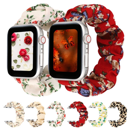 Vivolux | Für Apple Watch Series 9&8&7 41mm / SE 3&SE 2&6&SE&5&4 40mm / 3&2&1 38mm Stoff + Edelstahl-Haar-Ring-Uhrenband (Leopardenmuster)