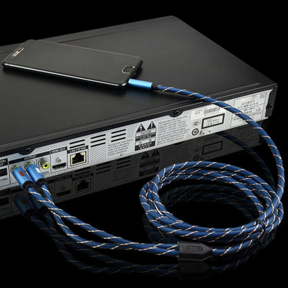 Vivolux | EMK 3,5mm Klinke männlich auf 2 x RCA männlich vergoldeter Stecker Lautsprecher Audiokabel, Kabellänge: 5m (Dunkelblau)