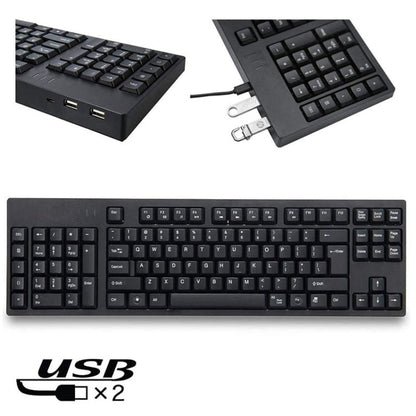 Vivolux | Verdrahtete USB-Linkshänder-Tastatur mit Dual-HUB-Funktion (Schwarz)