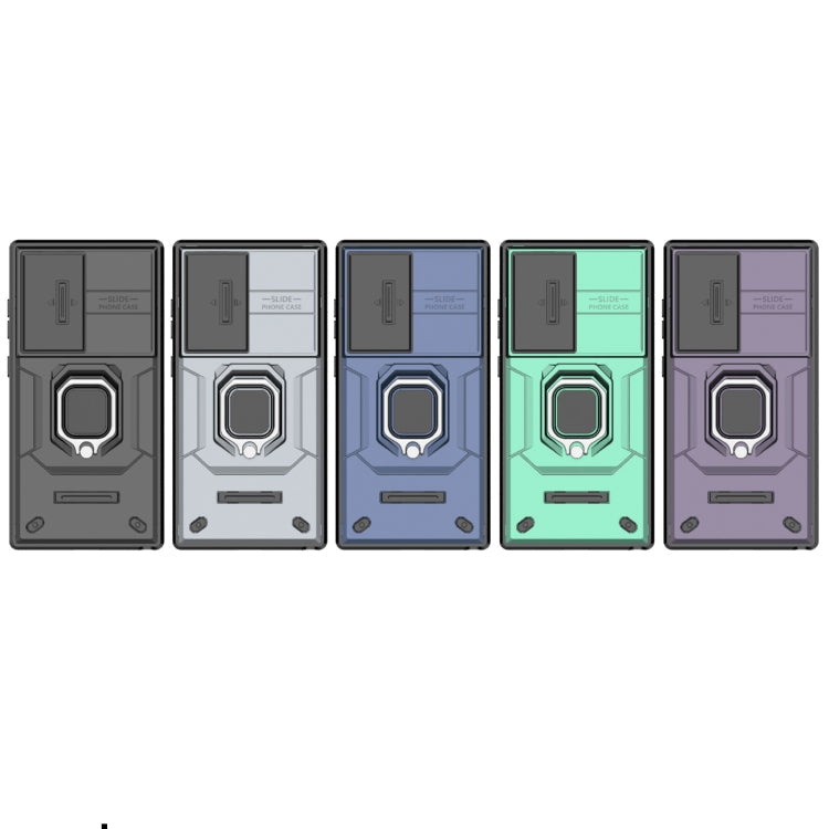 Vivolux | Für Samsung Galaxy S24 Ultra 5G Sliding Camshield TPU + PC Schockfeste Telefonhülle mit Halter (Grau)