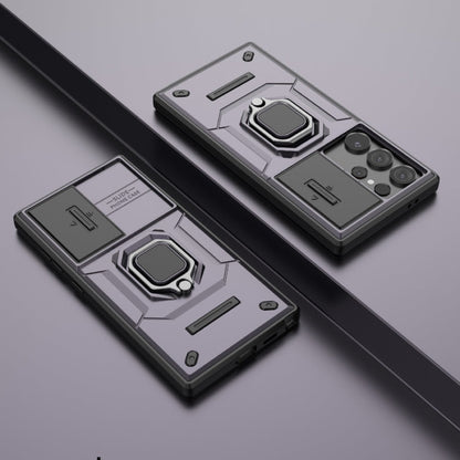 Vivolux | Für Samsung Galaxy S24 Ultra 5G Sliding Camshield TPU + PC Stoßfeste Handytasche mit Halter (Lila)